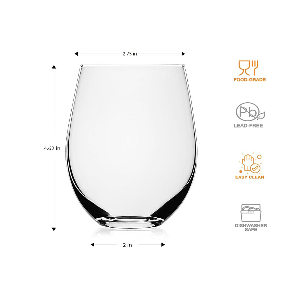 Crystal Stemless Wine Glasses Set of 4 - 20 oz - baristto