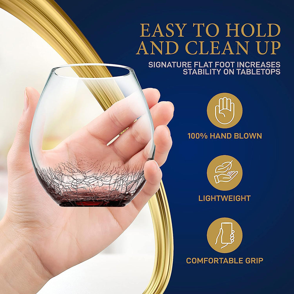 Crystal Stemless Wine Glasses Set of 4 - 19 oz - baristto