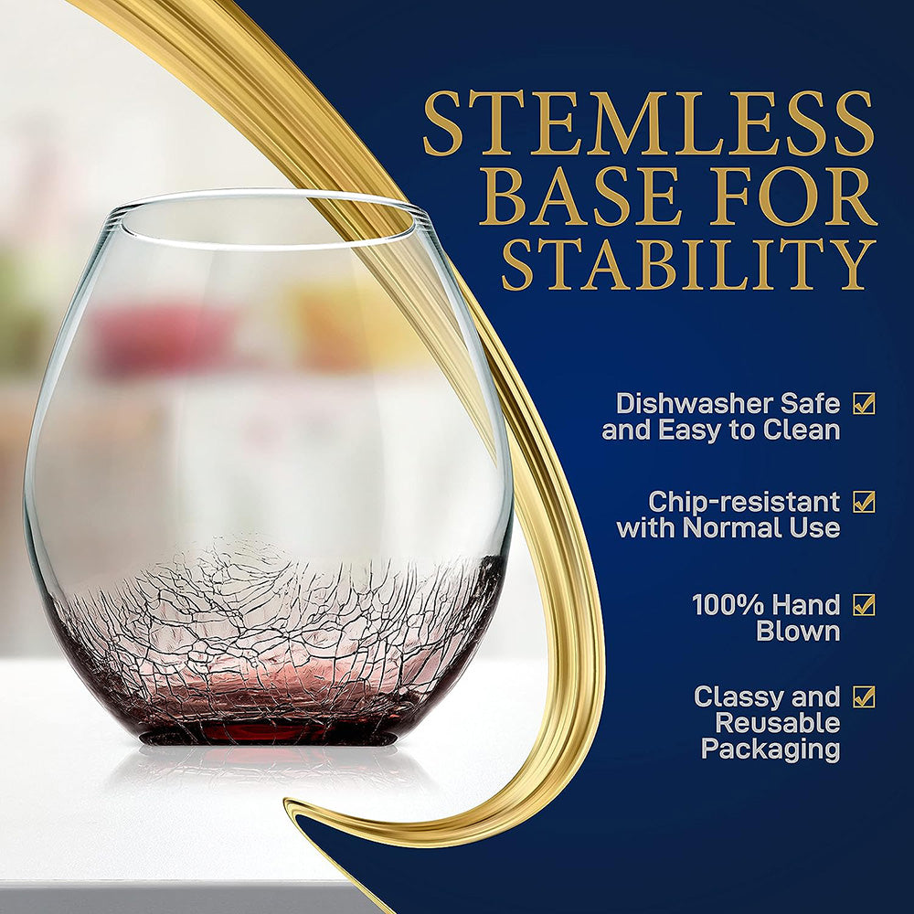 Crystal Stemless Wine Glasses Set of 4 - 19 oz - baristto