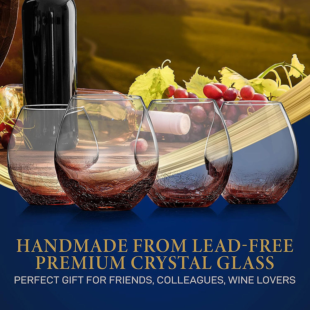 Crystal Stemless Wine Glasses Set of 4 - 19 oz - baristto