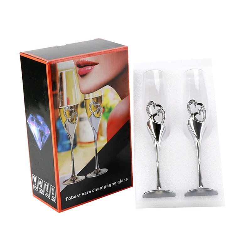 Crystal Champagne Glasses Flutes Stemmed Set Of 2 - baristto