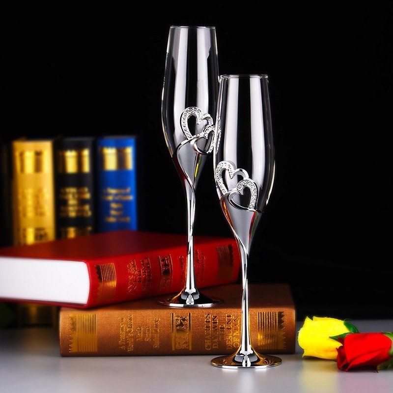 Crystal Champagne Glasses Flutes Stemmed Set Of 2 - baristto