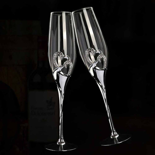 Crystal Champagne Glasses Flutes Stemmed Set Of 2 - baristto