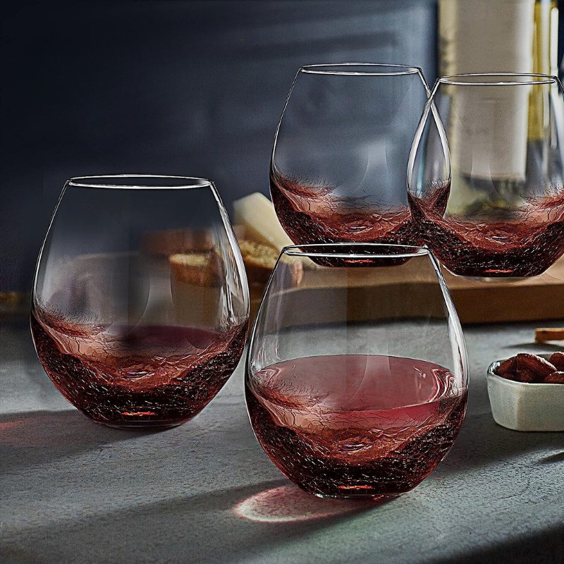 Crystal Stemless Wine Glasses Set of 4 - 19 oz - baristto