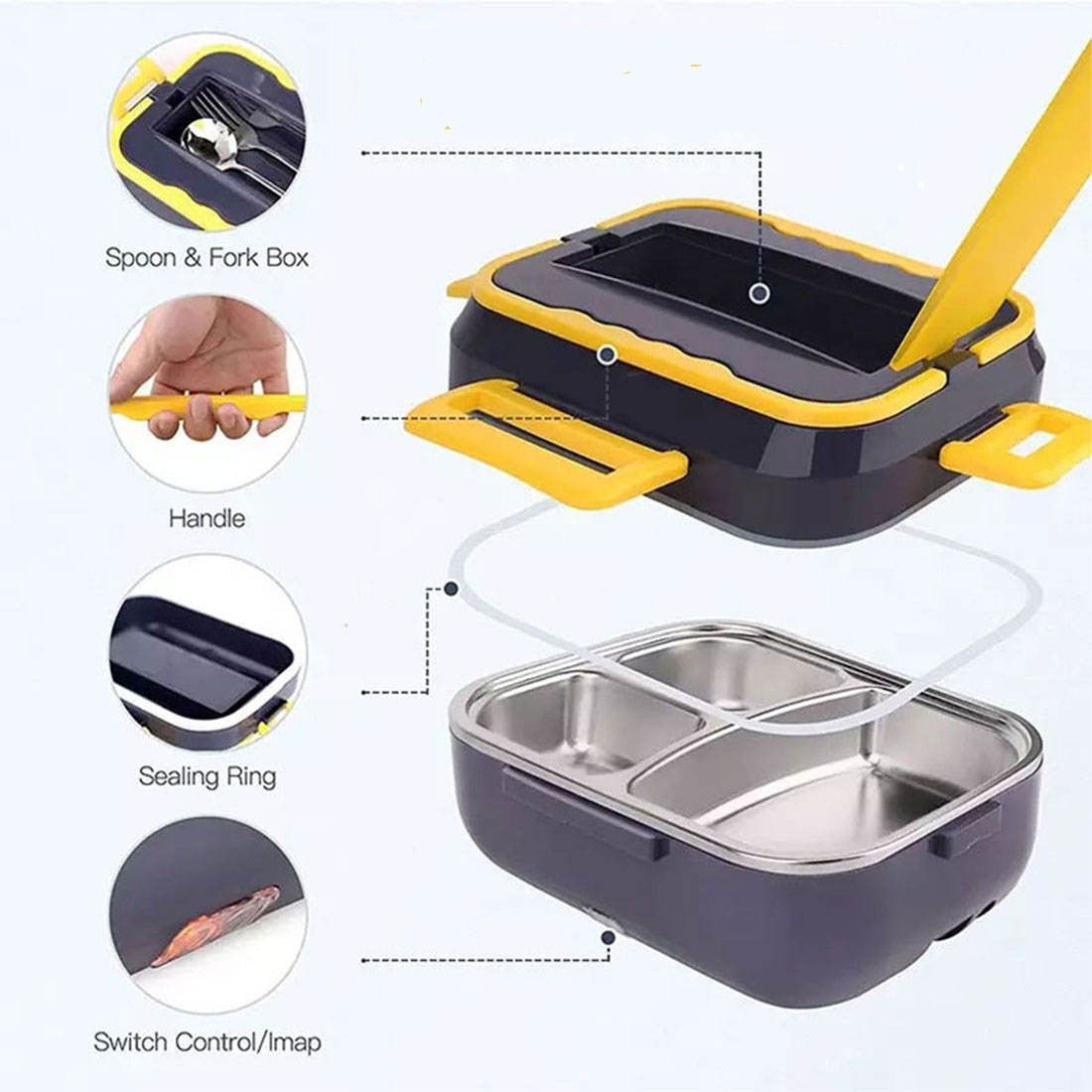 Portable Electric Lunch Box Set With Bag - baristto