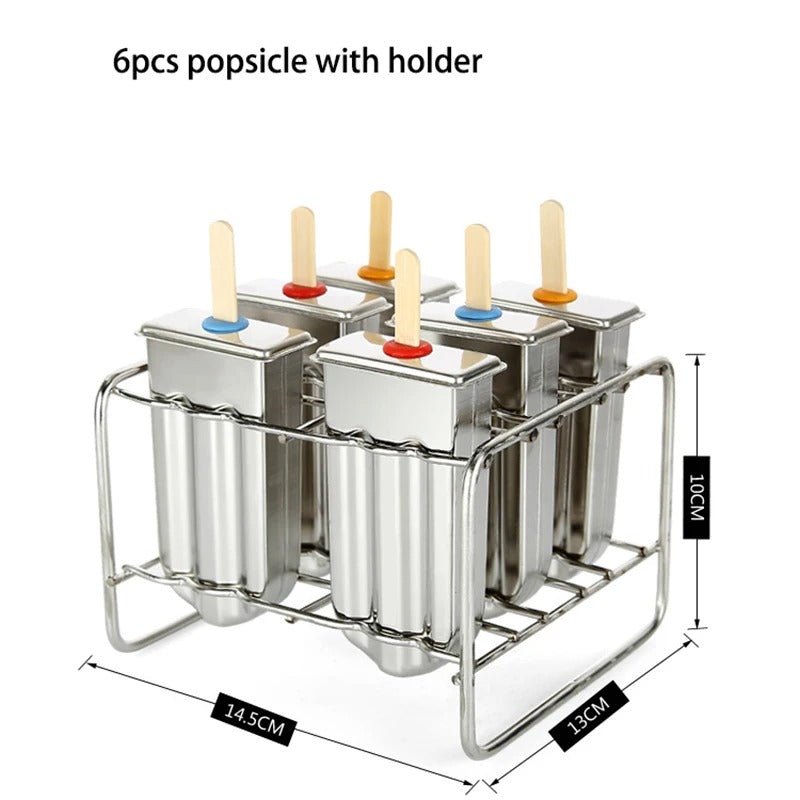 Stainless Steel Ice Cream Popsicle Molds, Square molds - baristto