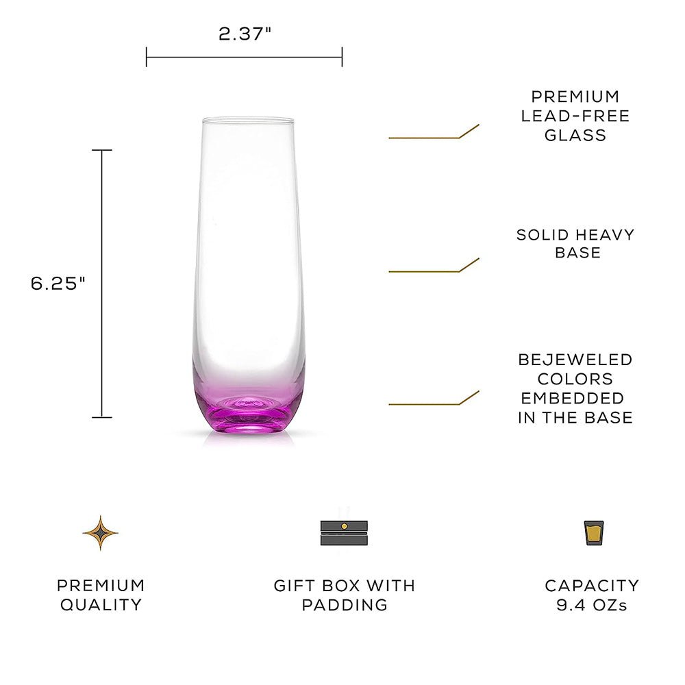 Stemless Crystal Champagne Glasses Flutes Set Of 6 - baristto